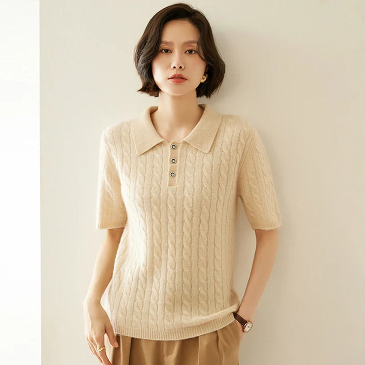 Pure cashmere Polo Knit Sweater