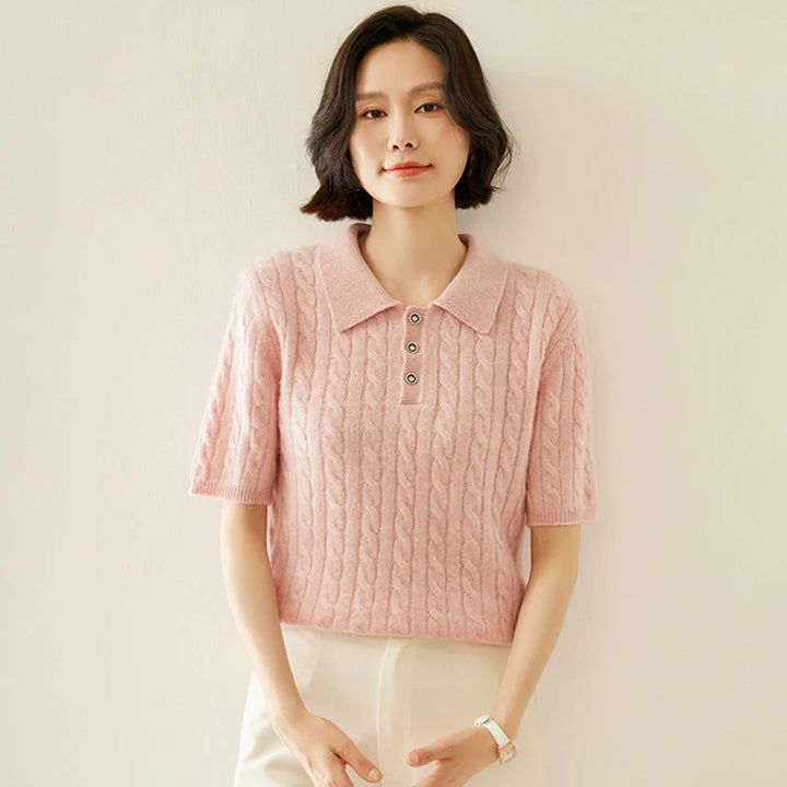 Pure cashmere Polo Knit Sweater