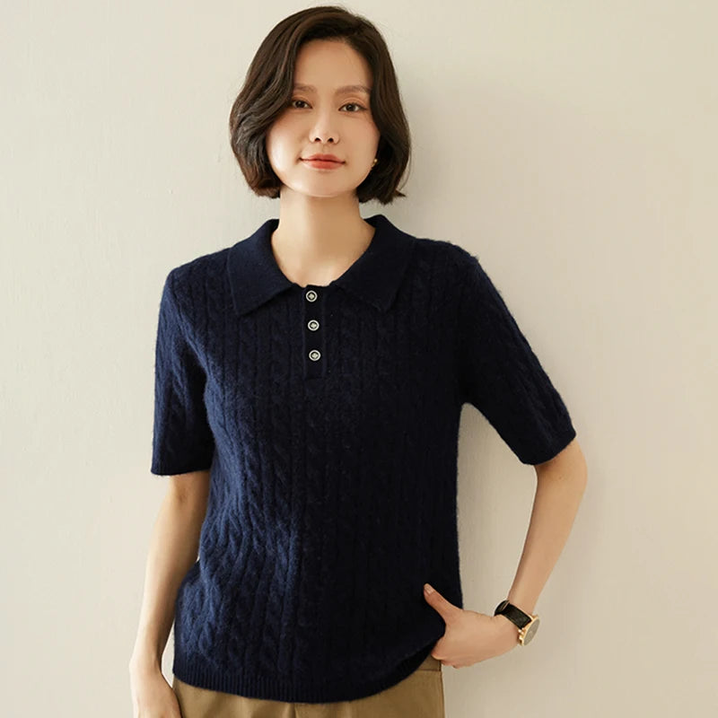 Pure cashmere Polo Knit Sweater