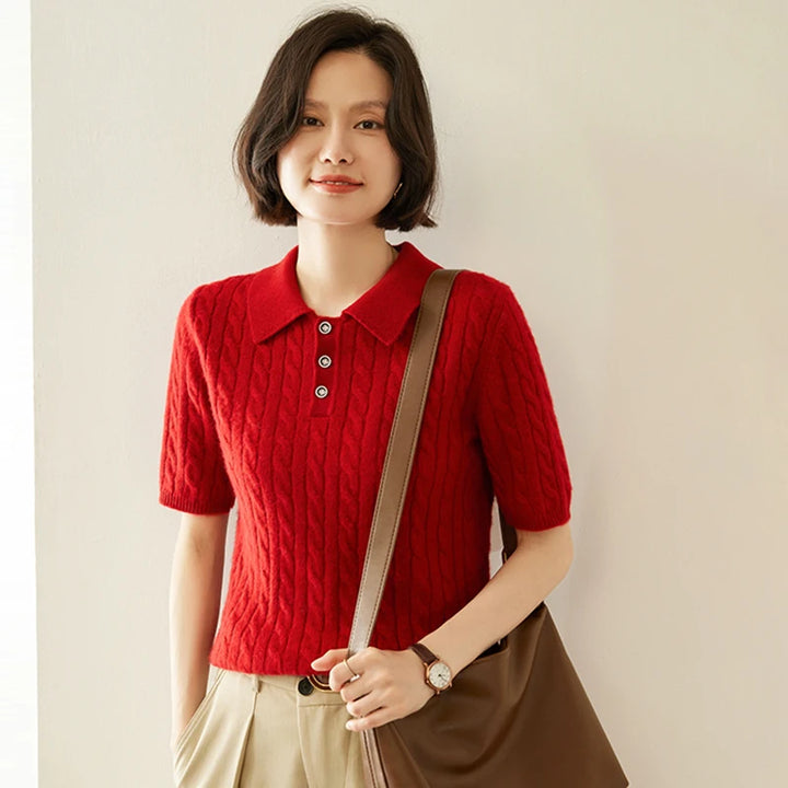 Pure cashmere Polo Knit Sweater