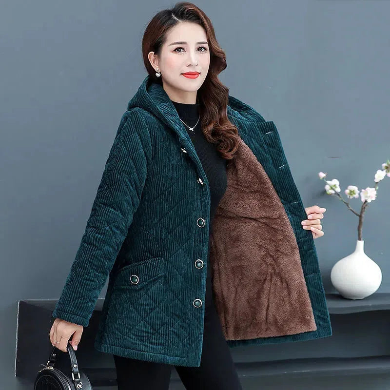 Quilted Hooded Sherpa-Lined Winter Jacket
