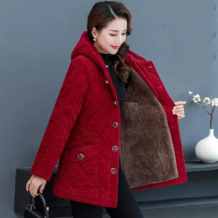 Quilted Hooded Sherpa-Lined Winter Jacket