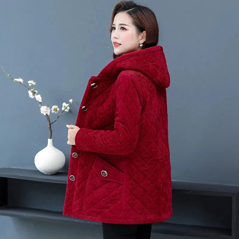 Quilted Hooded Sherpa-Lined Winter Jacket