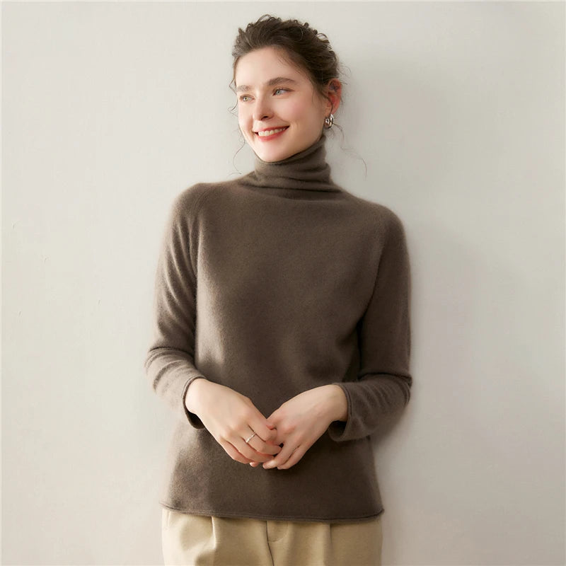 Relaxed Cashmere Turtleneck Knit Sweater