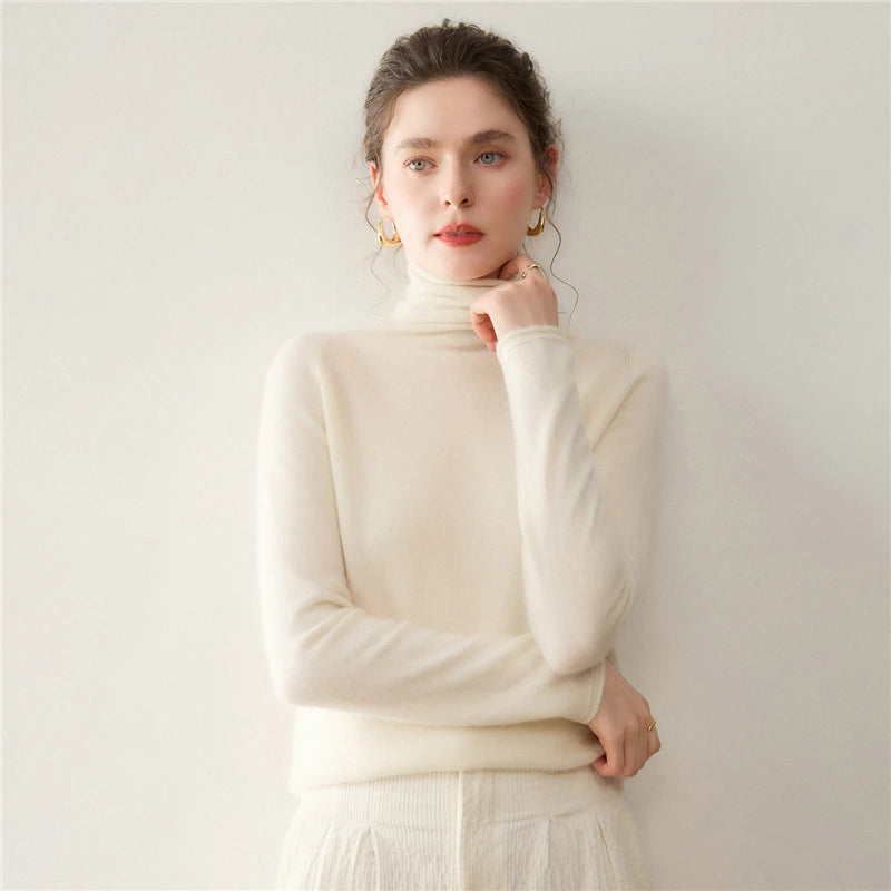Relaxed Cashmere Turtleneck Knit Sweater