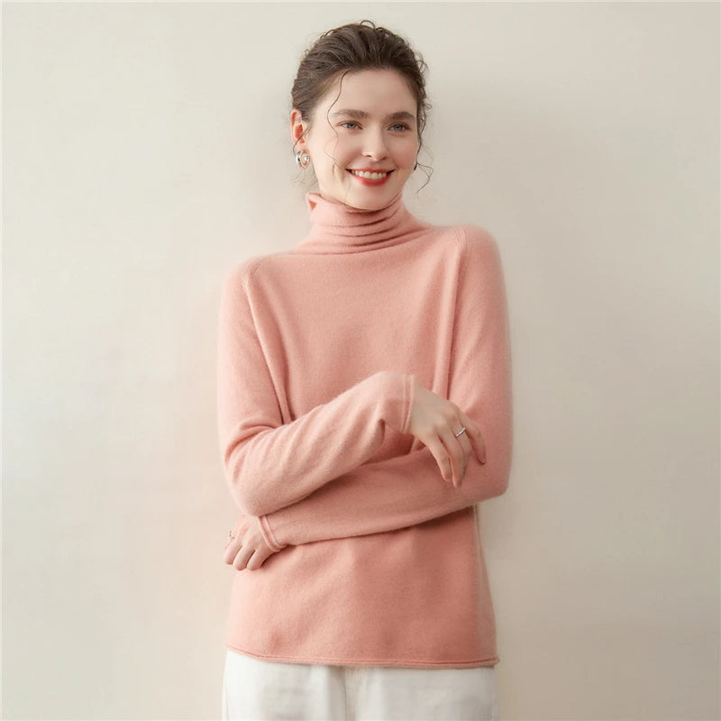 Relaxed Cashmere Turtleneck Knit Sweater