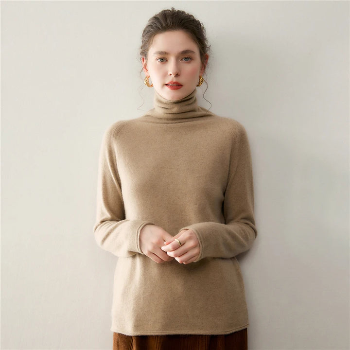 Relaxed Cashmere Turtleneck Knit Sweater