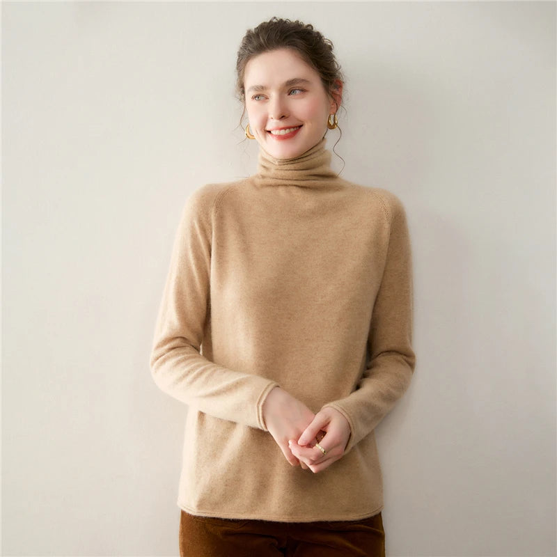 Relaxed Cashmere Turtleneck Knit Sweater