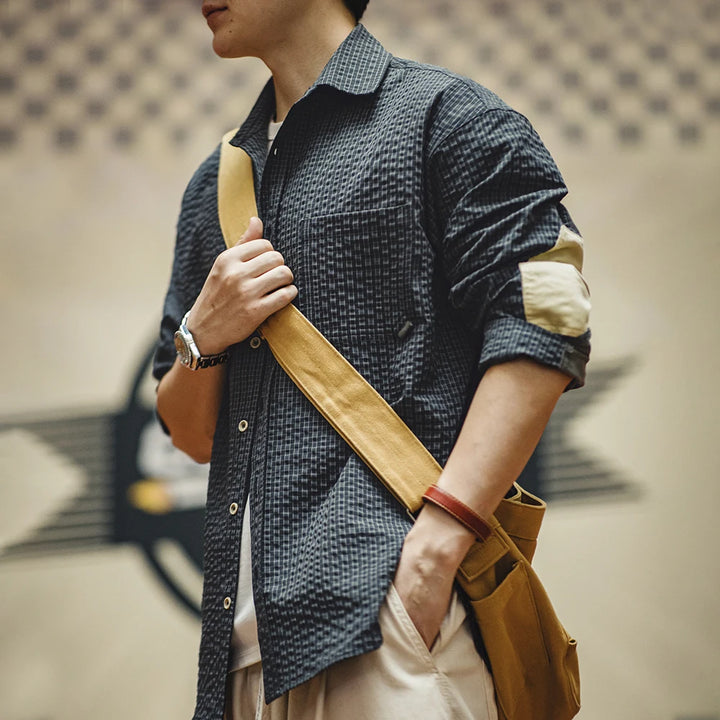 Retro Plaid Seersucker Autumn Shirt