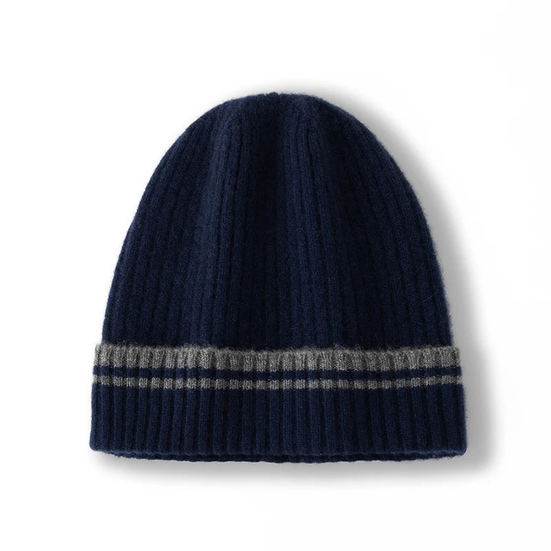 Ribbed Cashmere Knit Beanie Hat