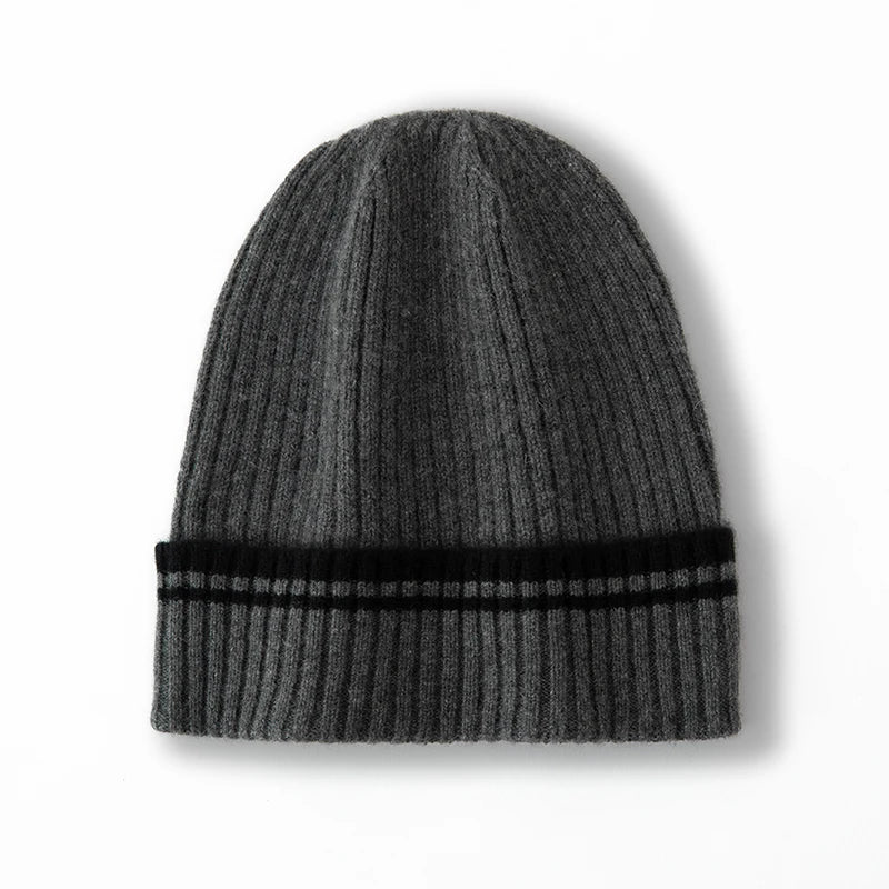 Ribbed Cashmere Knit Beanie Hat