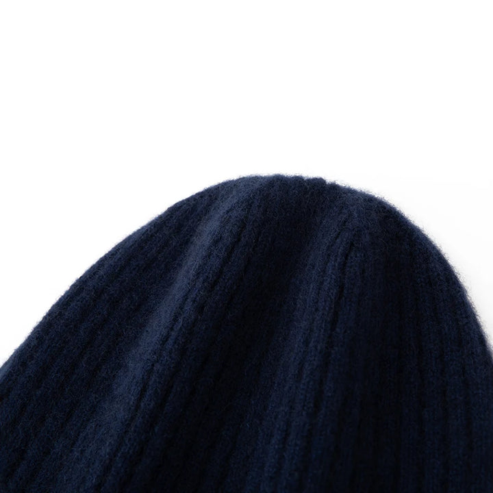 Ribbed Cashmere Knit Beanie Hat
