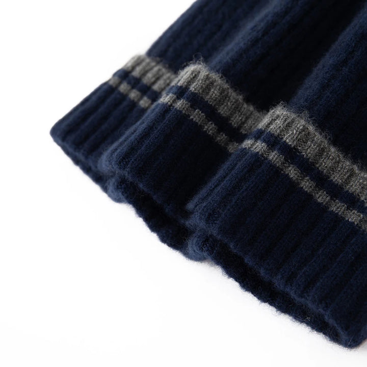 Ribbed Cashmere Knit Beanie Hat