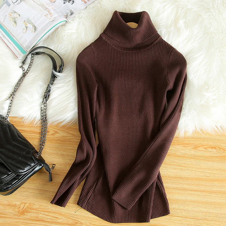 Ribbed Wool Cashmere Turtleneck Sweater