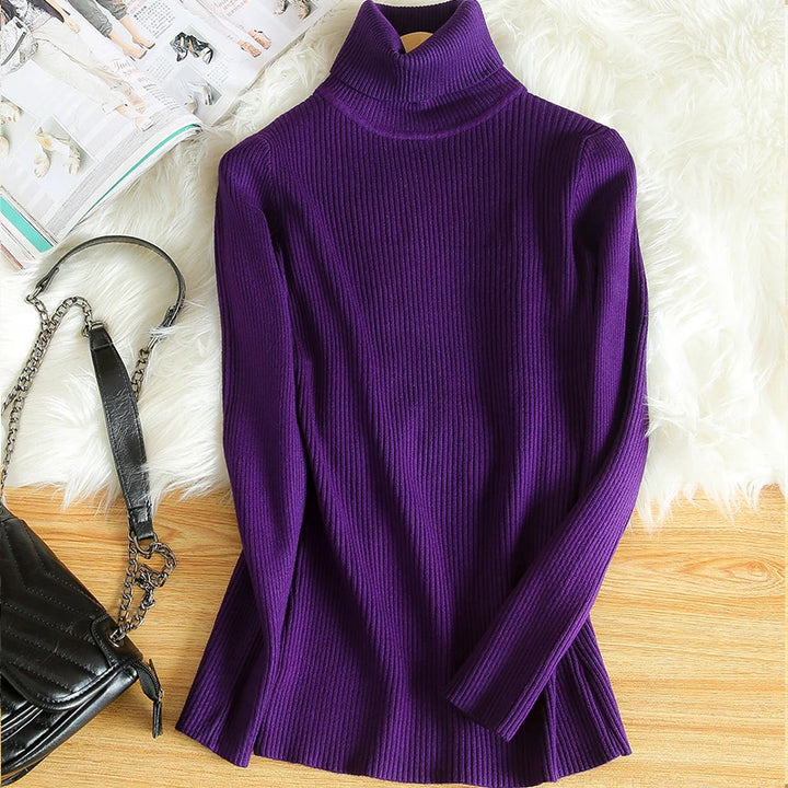 Ribbed Wool Cashmere Turtleneck Sweater