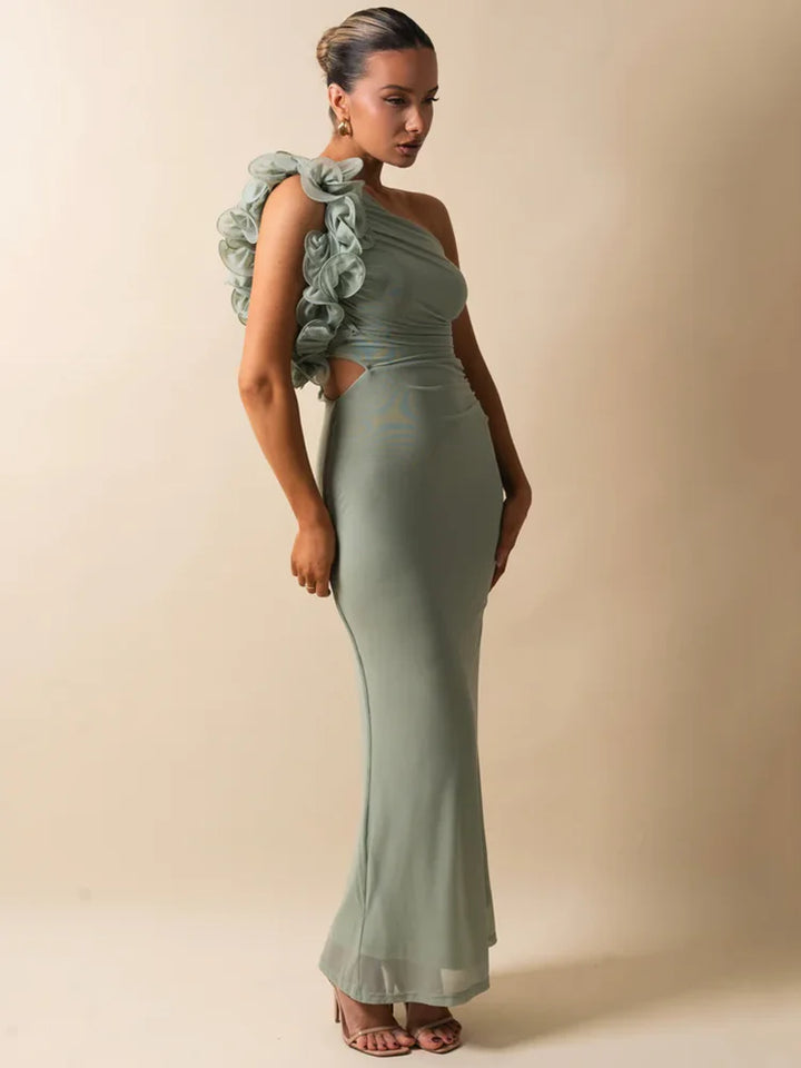 Vera | Women's One Shoulder Ruched Maxi Evening Dress