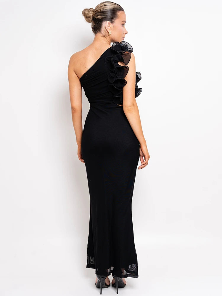 Vera | Women's One Shoulder Ruched Maxi Evening Dress
