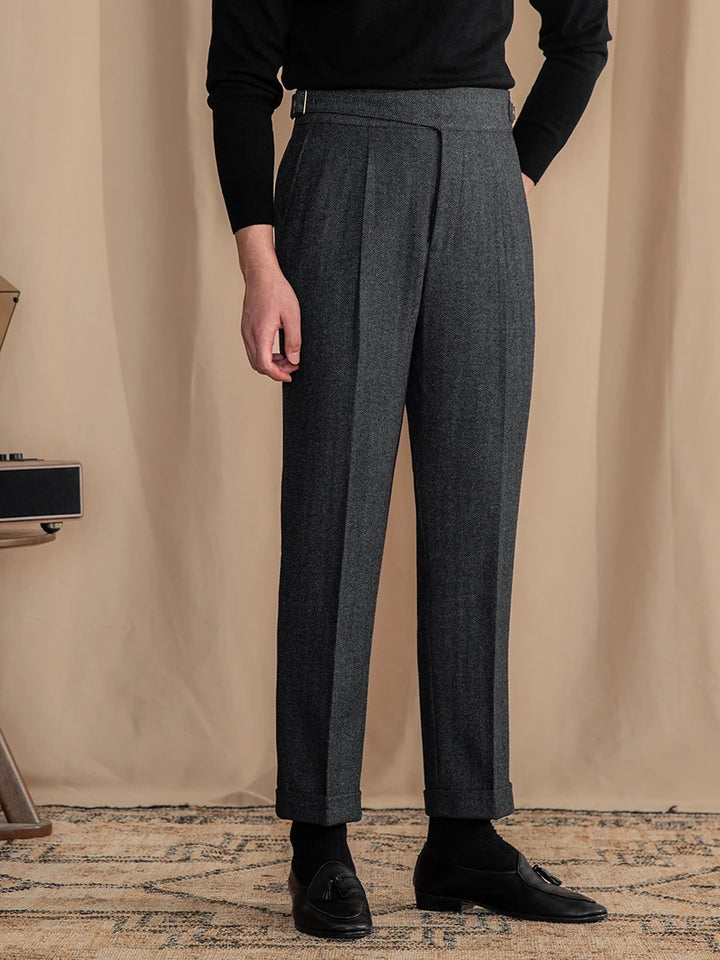 Vera | Vintage Wool Herringbone Tailored Trousers
