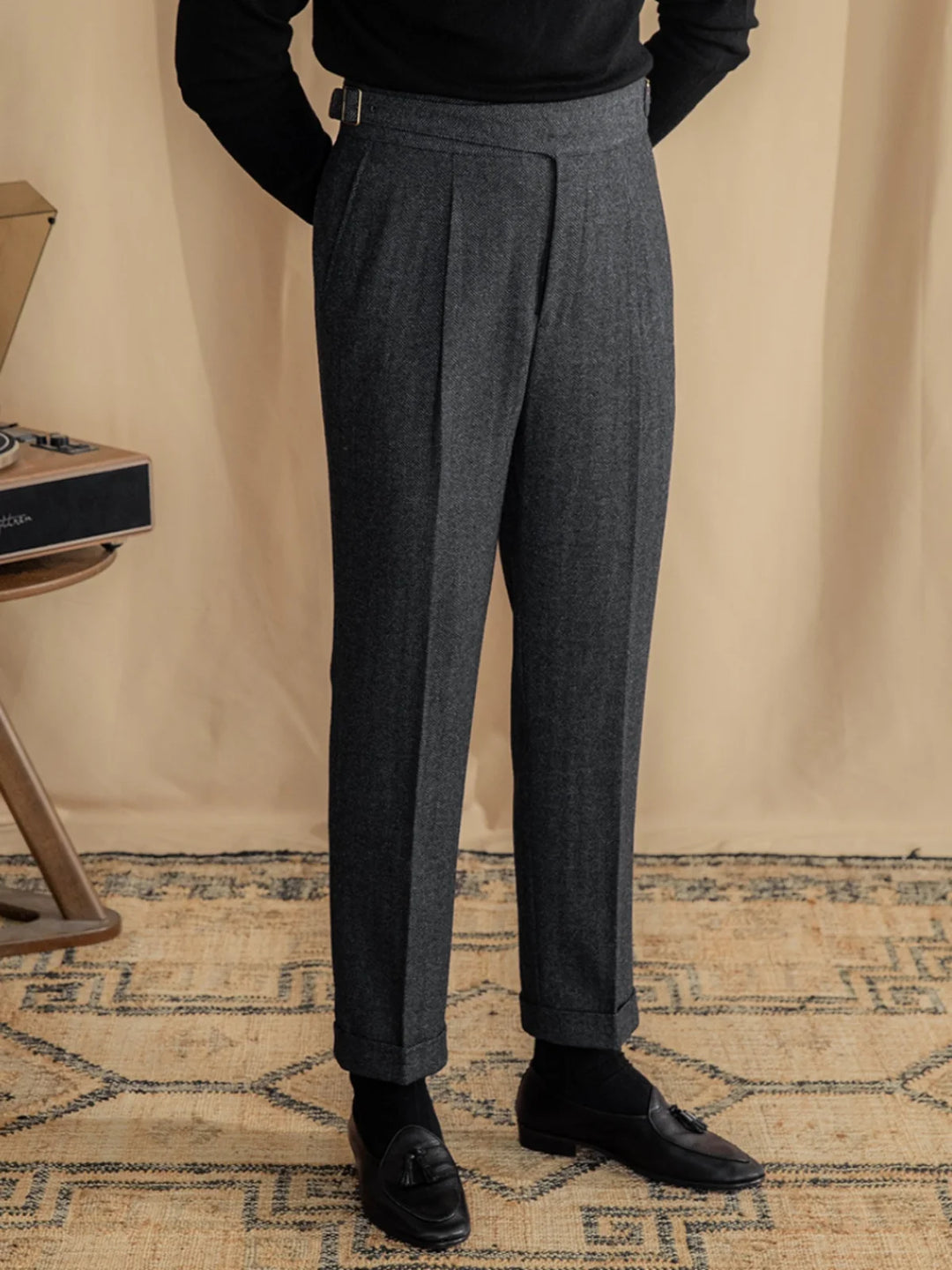 Vera | Vintage Wool Herringbone Tailored Trousers