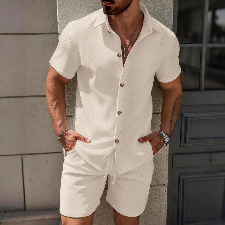 Waffle Knit Short Sleeve Shirt & Shorts Set