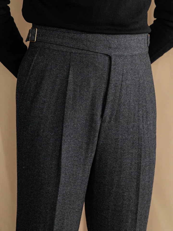 Vera | Vintage Wool Herringbone Tailored Trousers