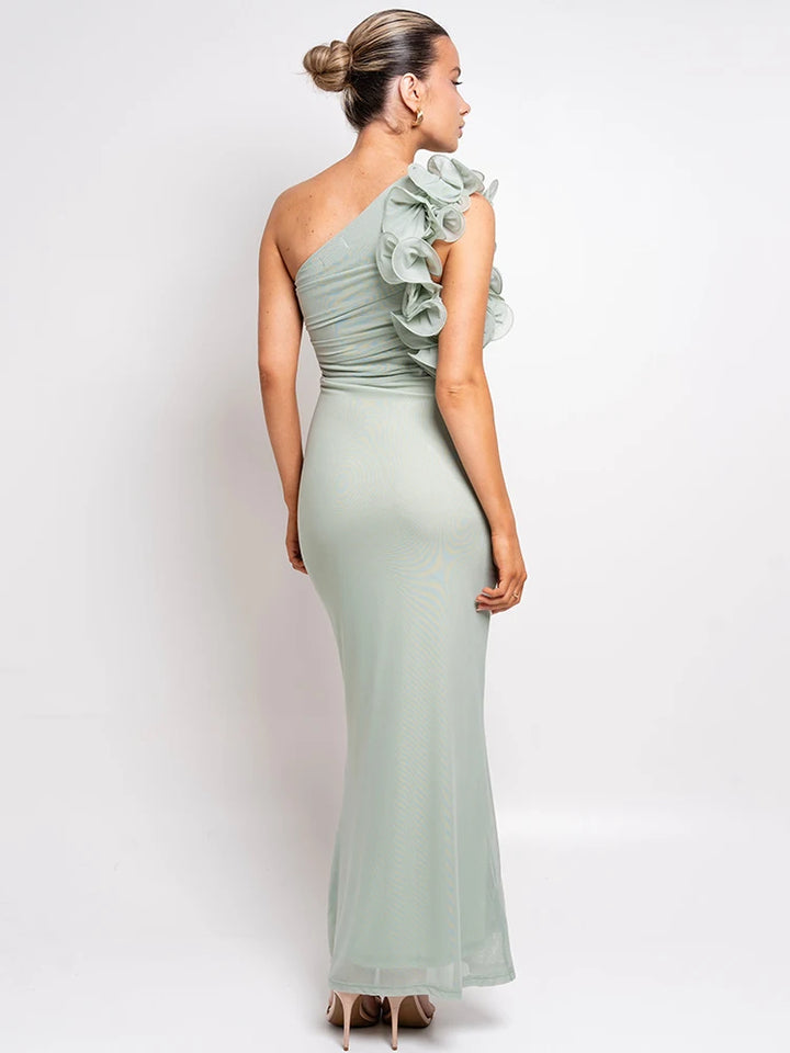 Vera | Women's One Shoulder Ruched Maxi Evening Dress