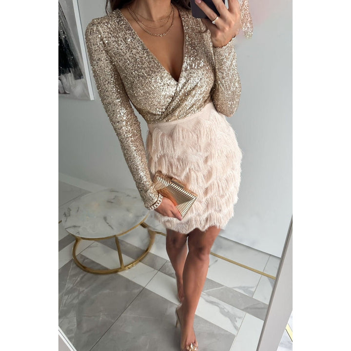 Sequin Long Sleeve Mini Dress