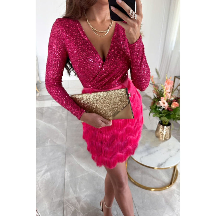 Sequin Long Sleeve Mini Dress
