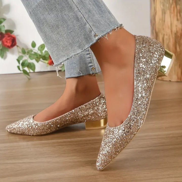 Sequin Ballerina Low-Heel Shoes