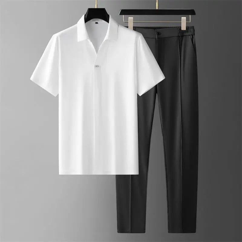 Short-Sleeve Polo Two-Piece Set