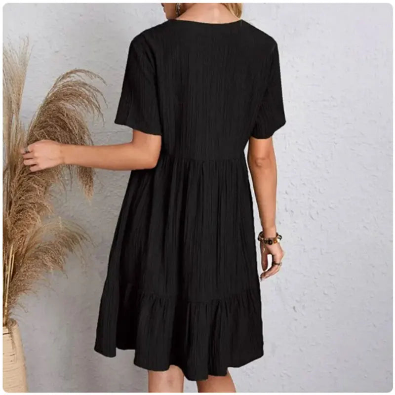 Short Peplum V-Neck Summer Dress