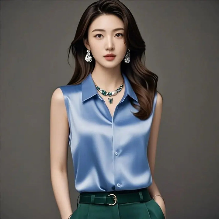 Silk Satin Sleeveless Blouse