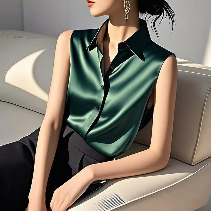 Silk Satin Sleeveless Blouse