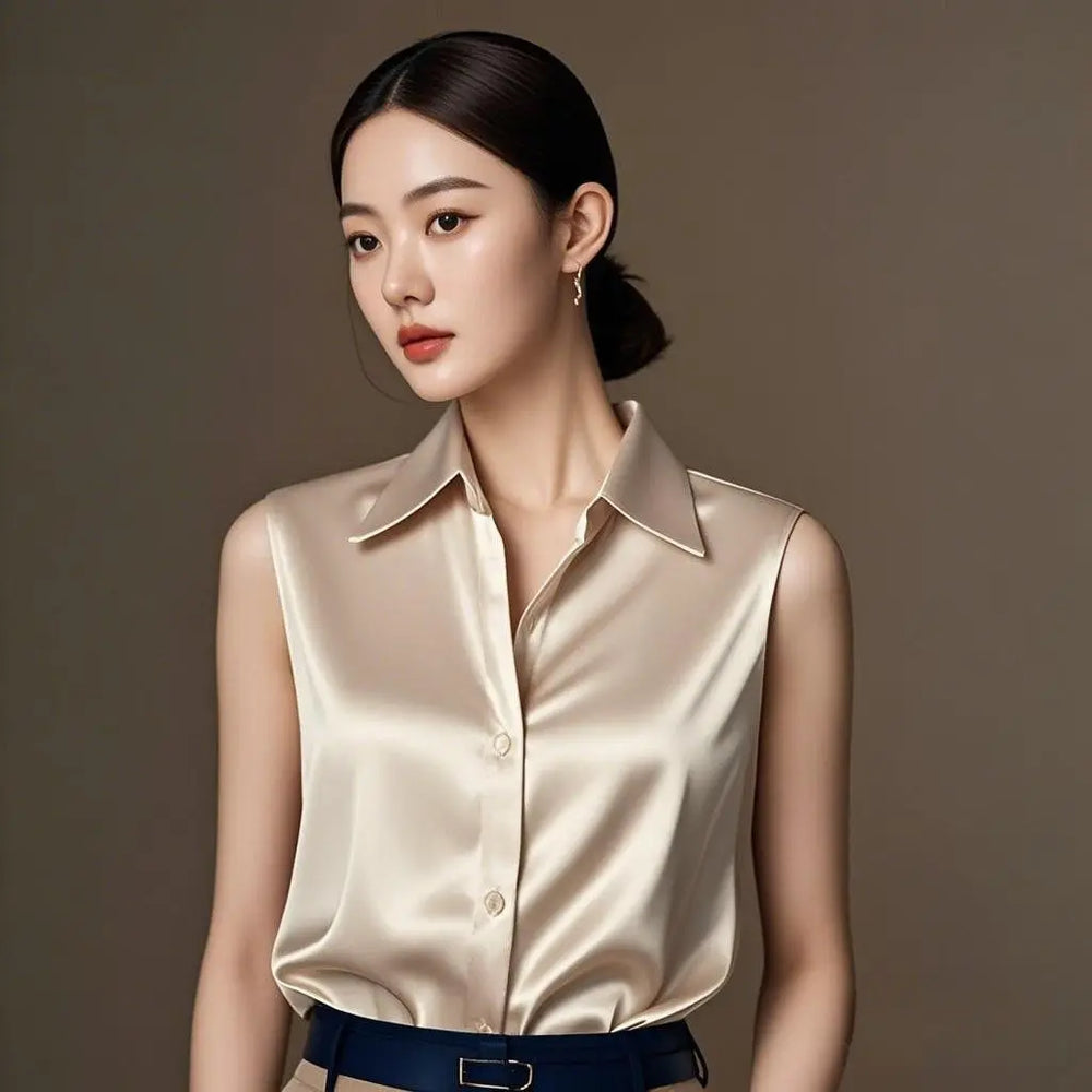 Silk Satin Sleeveless Blouse