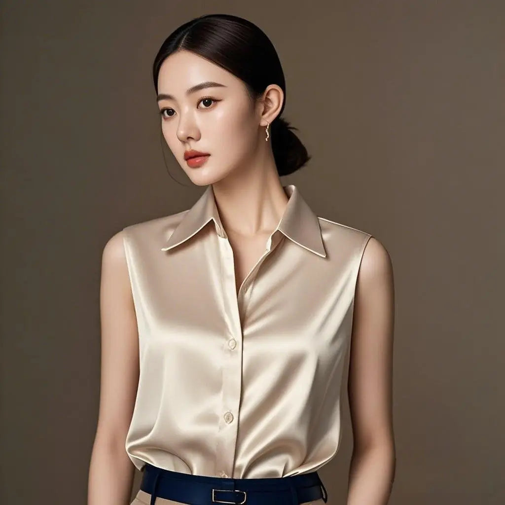 Silk Satin Sleeveless Blouse