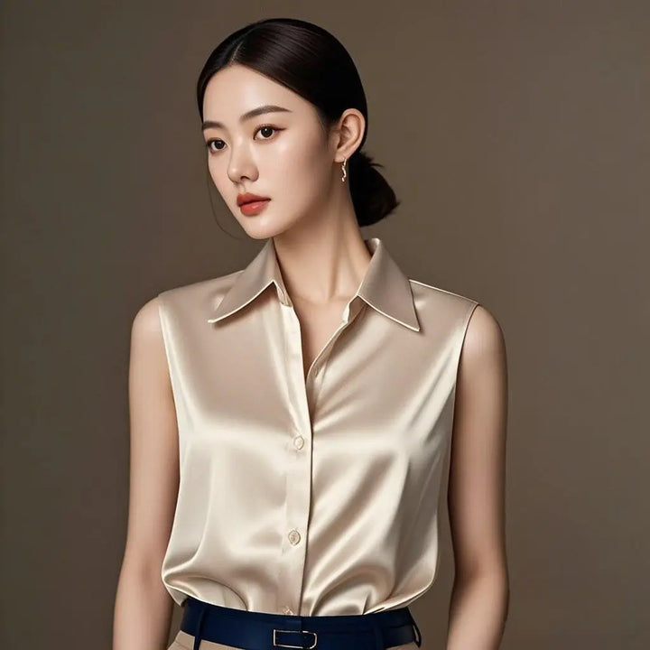 Silk Satin Sleeveless Blouse