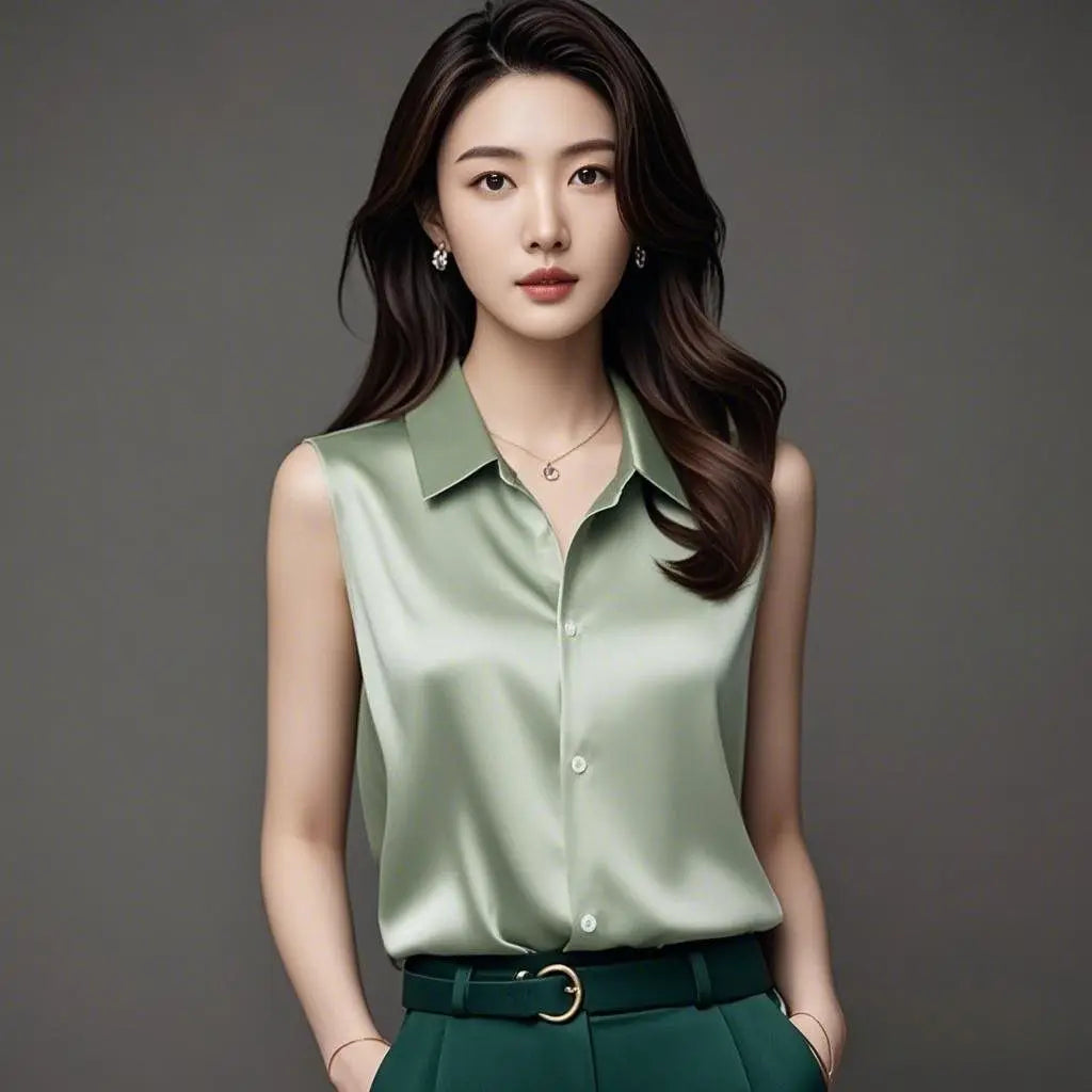 Silk Satin Sleeveless Blouse