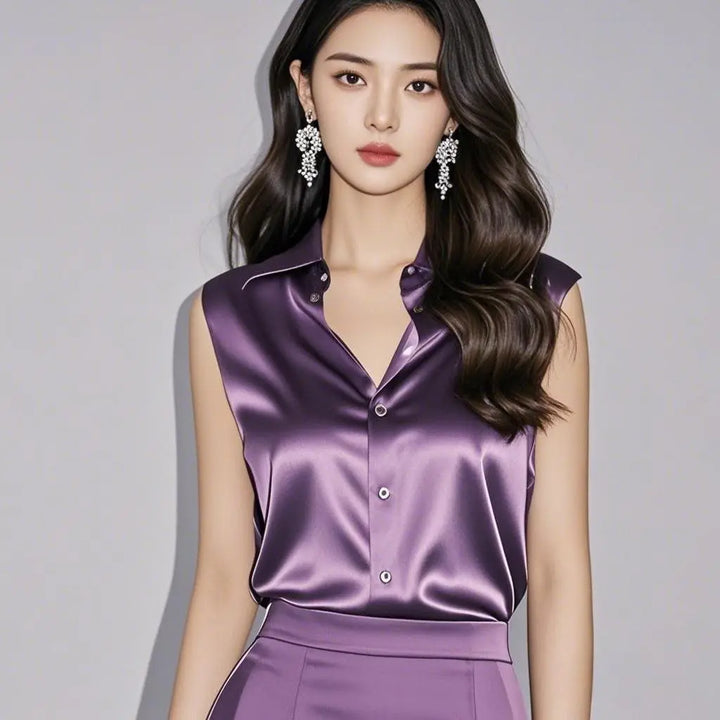Silk Satin Sleeveless Blouse