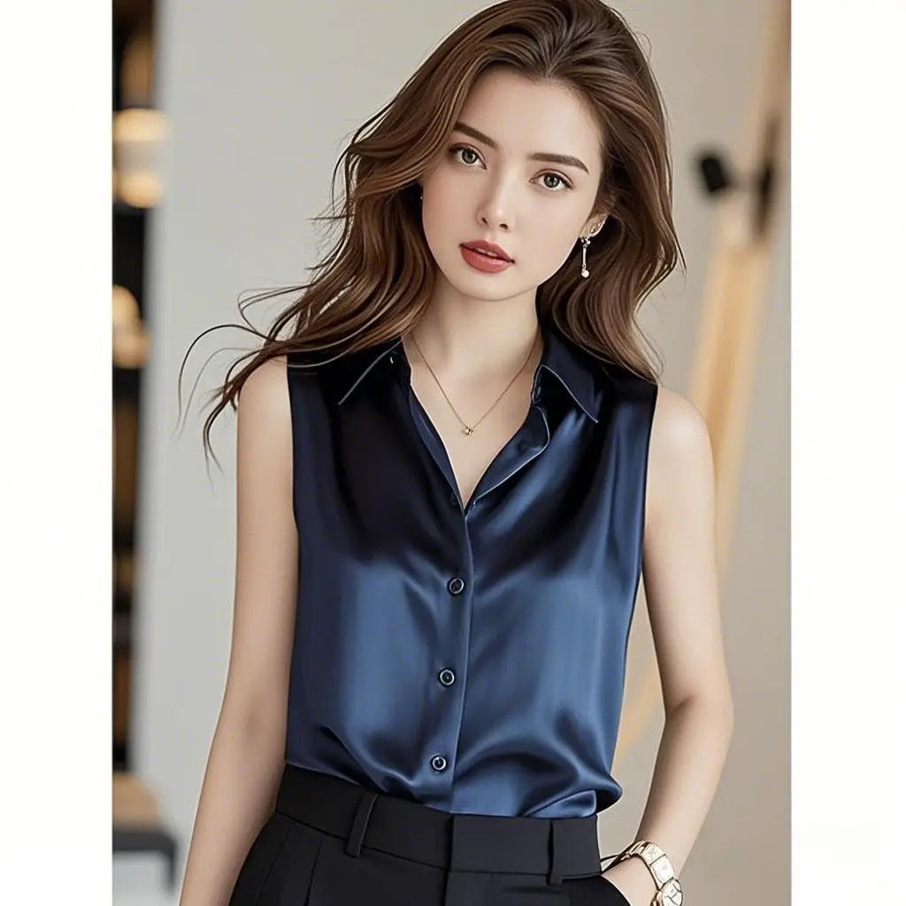 Silk Satin Sleeveless Blouse