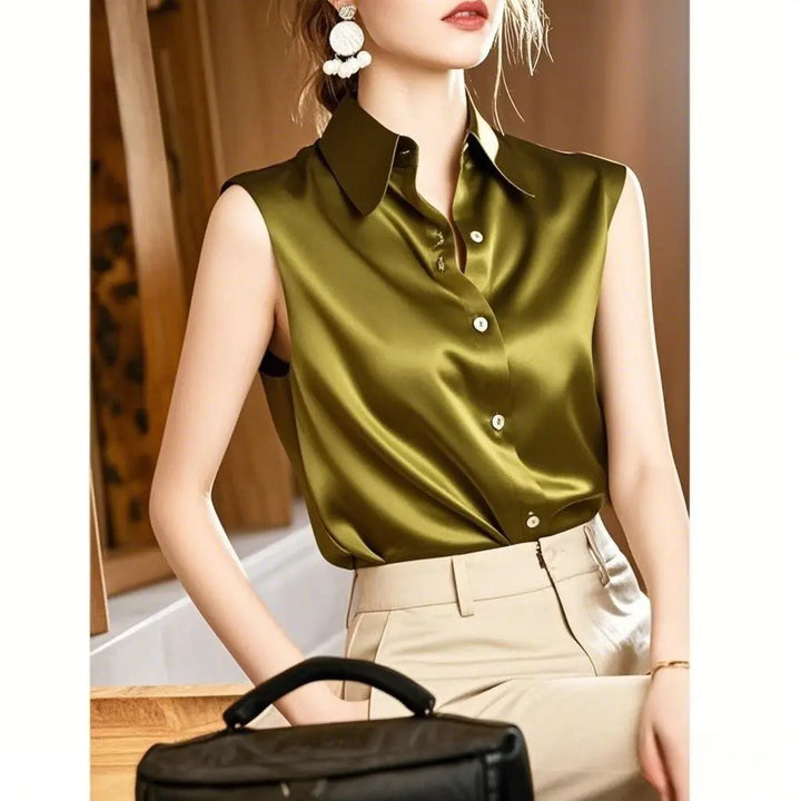 Silk Satin Sleeveless Blouse