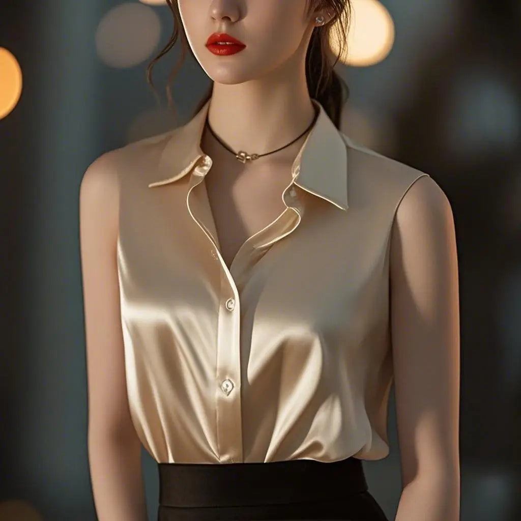 Silk Satin Sleeveless Blouse