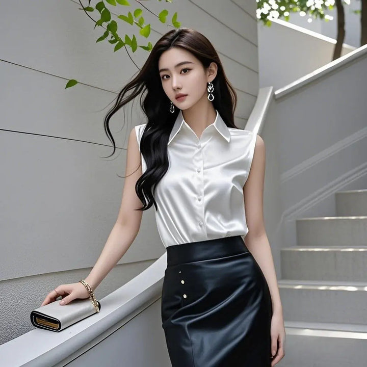 Silk Satin Sleeveless Blouse