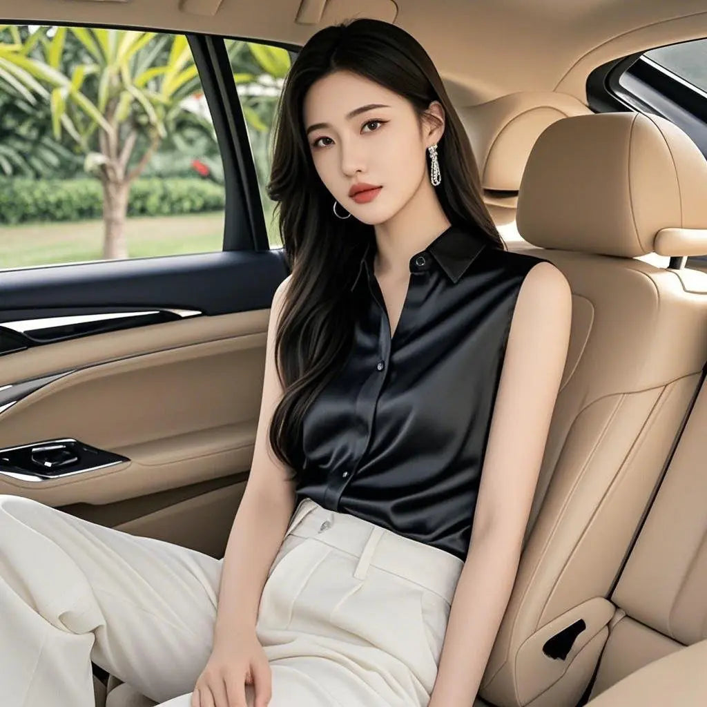 Silk Satin Sleeveless Blouse