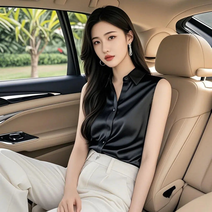 Silk Satin Sleeveless Blouse