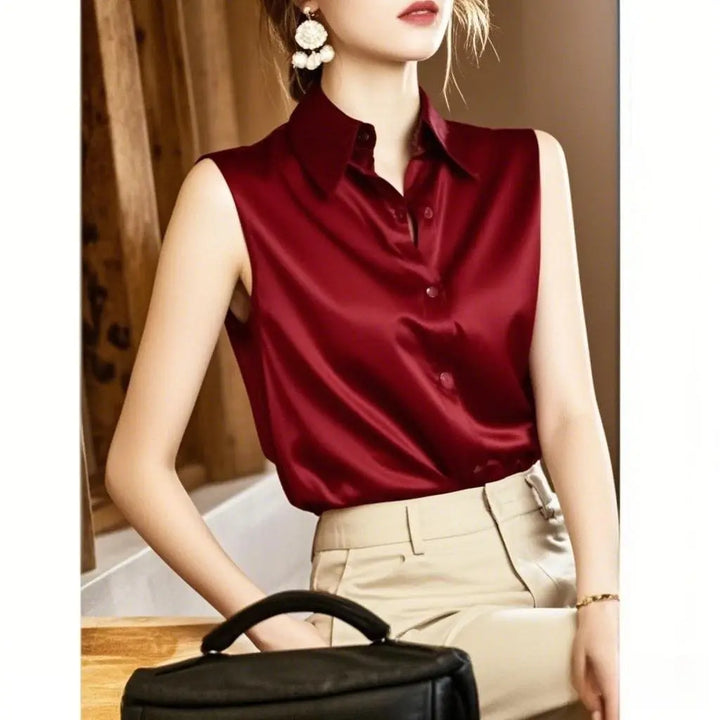 Silk Satin Sleeveless Blouse