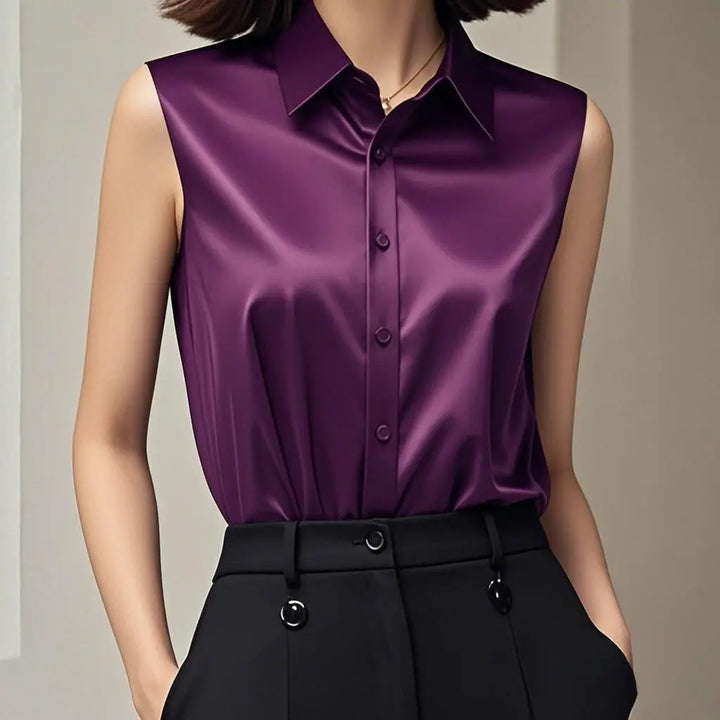 Silk Satin Sleeveless Blouse