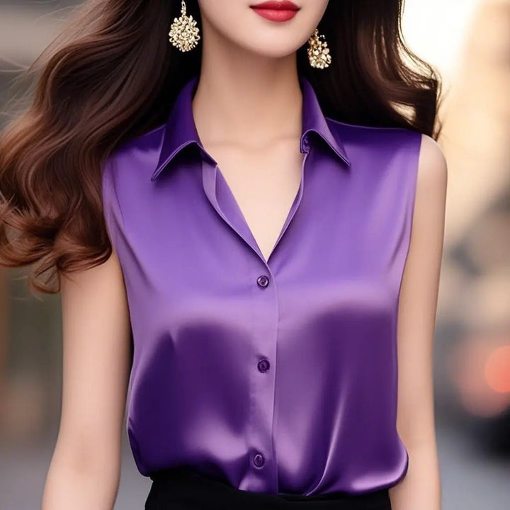 Silk Satin Sleeveless Blouse