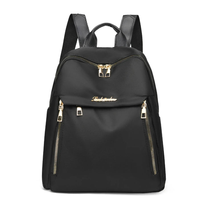 Simple Black PU Large Capacity Backpack