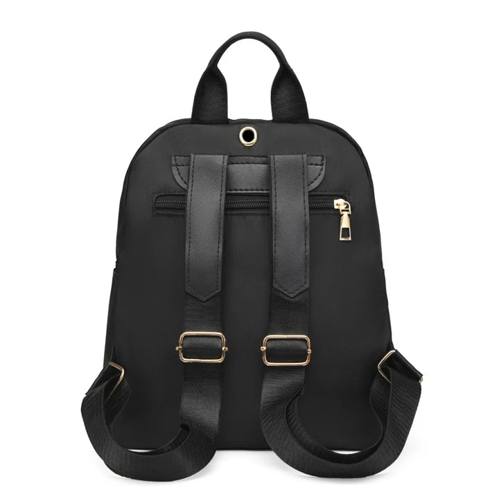 Simple Black PU Large Capacity Backpack