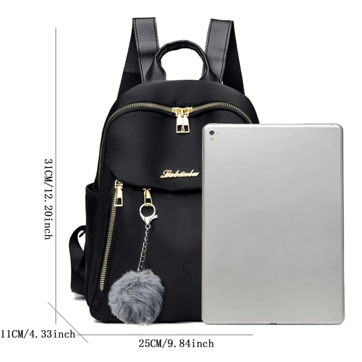 Simple Black PU Large Capacity Backpack